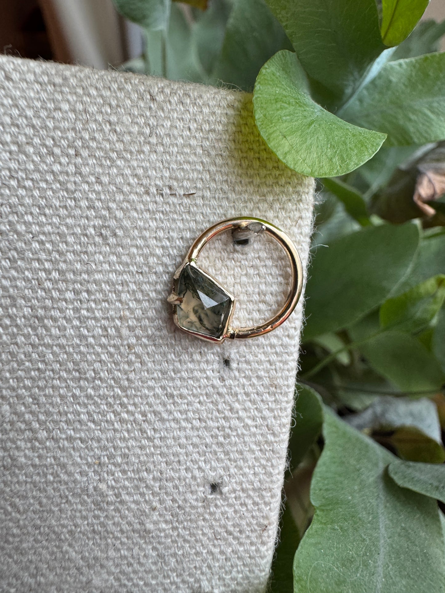 Make damn sure - YG & Moss agate ring
