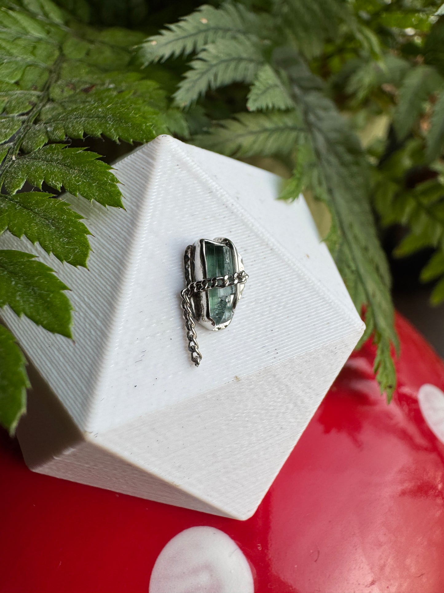 Iris - platinum and raw tourmaline