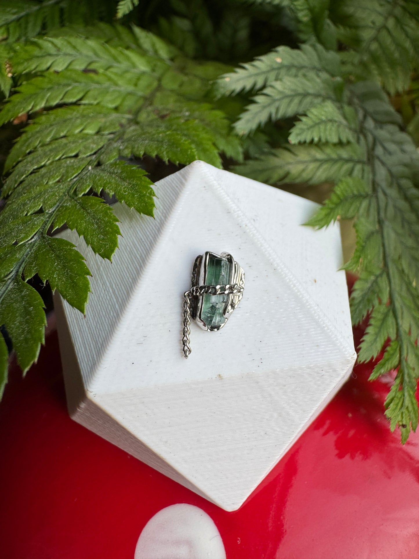 Iris - platinum and raw tourmaline